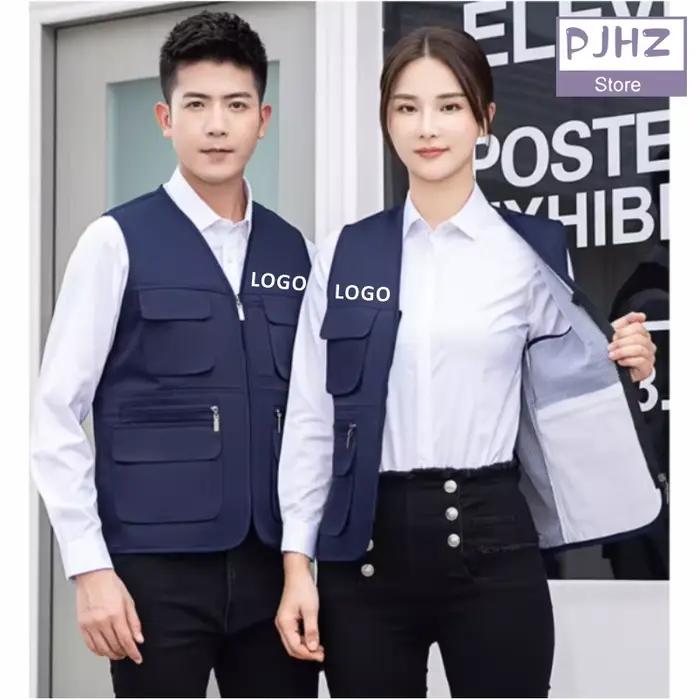 Veste technique multi-poches pêche et voyage avec impression logo personnalisé pour professionnels extérieur