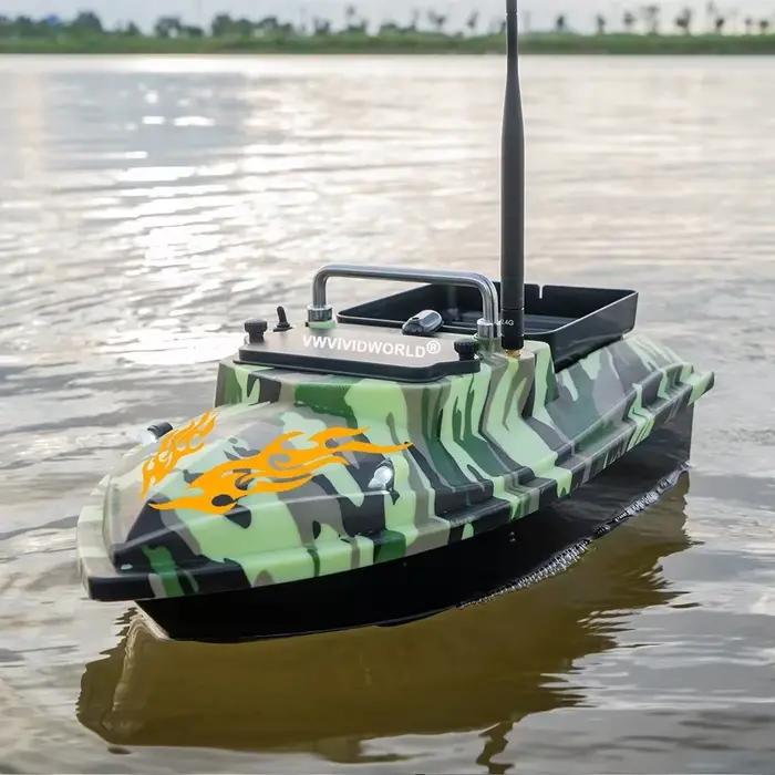Bateau appât RC VWVIVIDWORLD 2025 - 2kg de charge, navigation fixe, étanche, 4 feux de nuit pour pêche