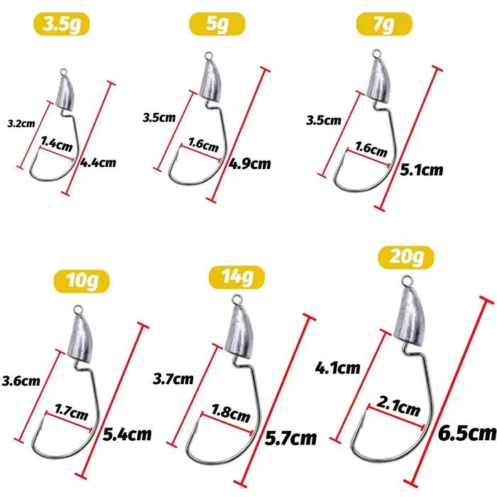 Tête plombée metal jig head 3g à 20g hameçon sharp pour soft lure texas rig pêche leurres souples