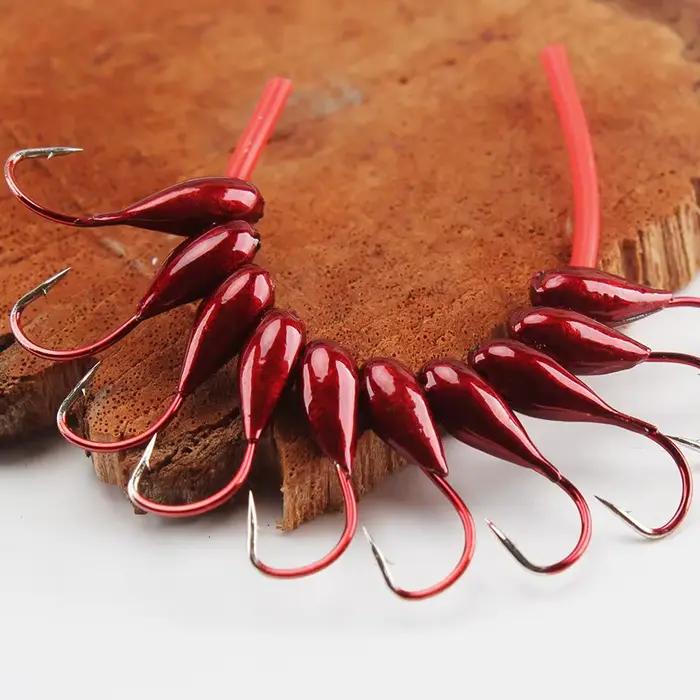 Hameçons vers rouges 10/20/30 pièces tête renversée réaliste pour carpes tailles 0.1#-0.8# appâts naturels