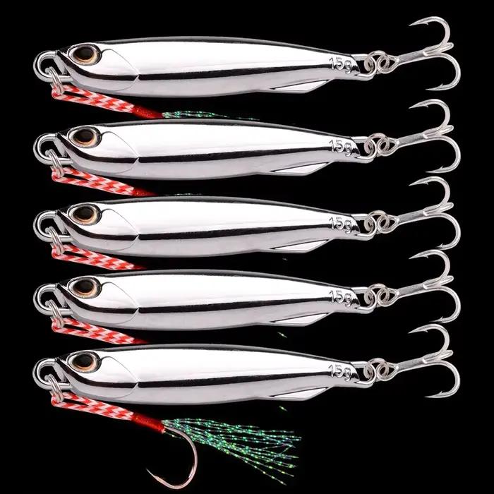 Lot de 5 Leurres Métal Jig 10g à 30g Appât Pêche en Mer pour Bar et Poissons Carnassiers