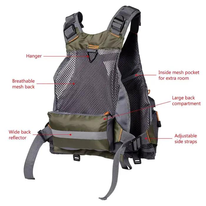 Veste de pêche respirante ajustable Bassdash - Veston technique pêche à la mouche natation sports outdoor