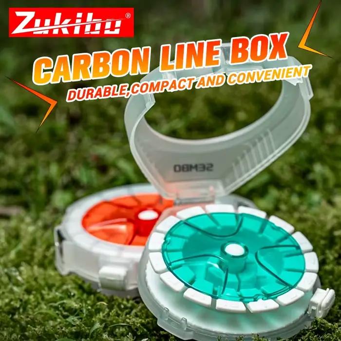 Boîte rangement fil pêche ZUKIBO carbone : plateau enrouleur anti-retour pour accessoires et outils de pêche