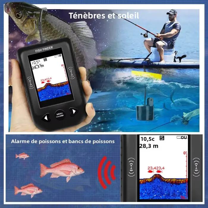 Sonar portable pêche Erchang XF03 100m 45 degrés alarme échosondeur transducteur lac mer