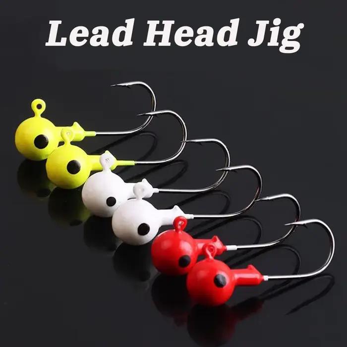 Lot de 10 hameçons jig métal 3.5g à 18g avec œil 3D pour leurres souples et