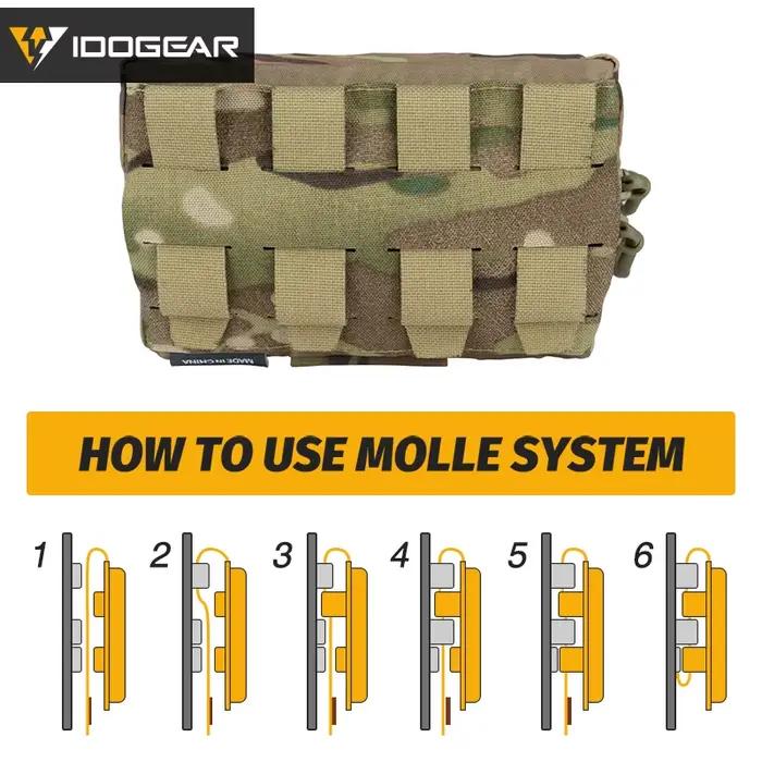 Pochette tactique IDOGEAR nylon pour pêche - Compatible MOLLE, fermeture YKK, idéale randonnée
