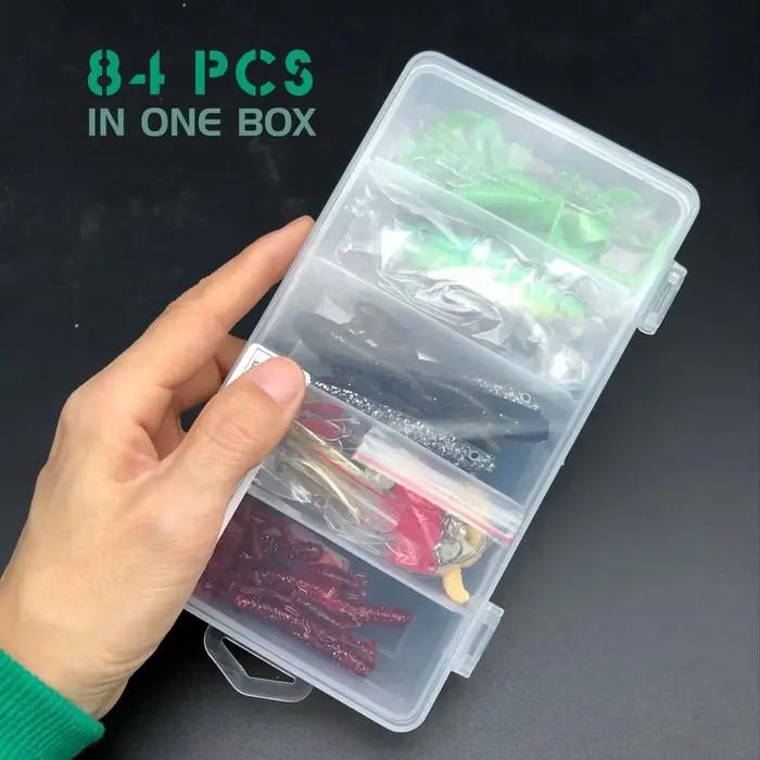 Kit de pêche leurres souples et durs avec cuillères métalliques pour brochet et perche coffret rangement