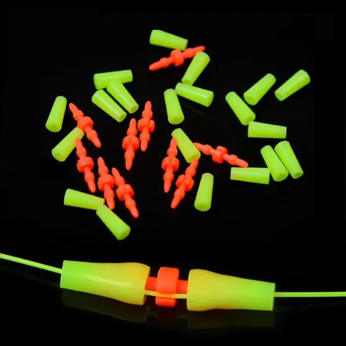 10 stoppeurs flotteurs pêche mer jaune orange accessoires clip anti-vent barre outil