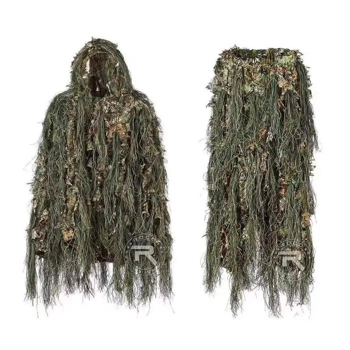 Ensemble ghillie chasse woodland 3D bionique - Tenue camouflage complète pêche et outdoor