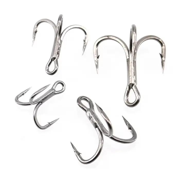 Lot de 6 hameçons triples pêche mer et eau douce 50 pièces pointus avec ardillons pour leurres