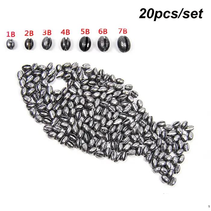 Plombs plombs de pêche ovale premium 1B à 7B - 20 pièces haute qualité pour leurres et accessoires