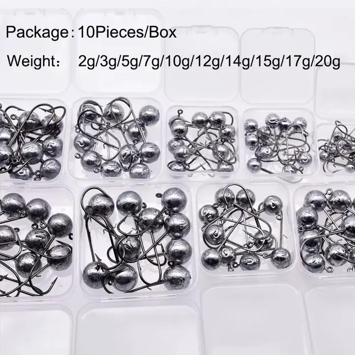 Hameçons pêche leurres souples MrLurion, têtes rondes 1g à 20g pour carnassiers, acier carbone