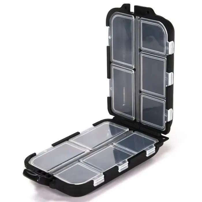 Boîte de pêche 10 compartiments rangement leurres hameçons étui double face organisateur multifonction