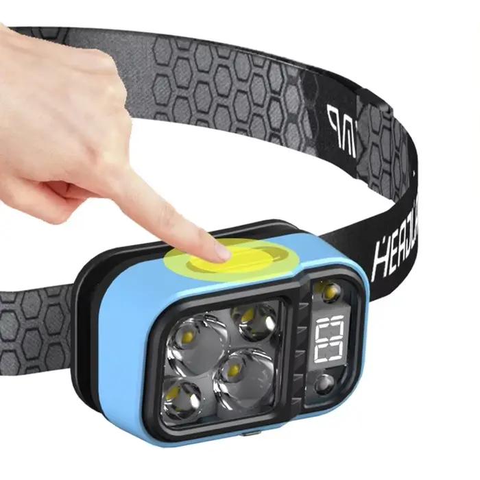 Lampe frontale LED détecteur de mouvement rechargeable Type-C ultra lumineuse randonnée pêche
