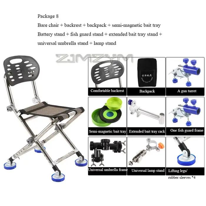 Fauteuil de pêche pliant 150KG tout-terrain avec roulements pour pêche sur plage et confort maximal