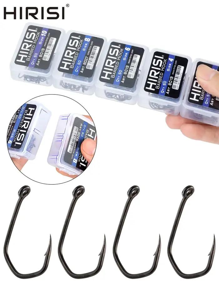 50 hameçons carpe forte puissance acier carbone PTFE anti-corrosion avec œillet et pointe acérée pour pêche sportive