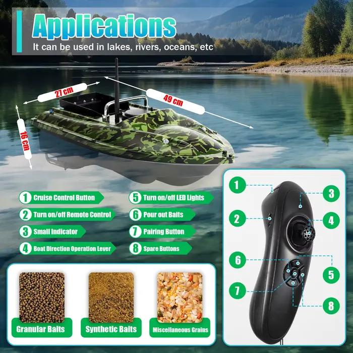 Bateau appât 220V grand modèle contrôle croisière - 1.5KG charge LED alertes batterie 5200mA 3h
