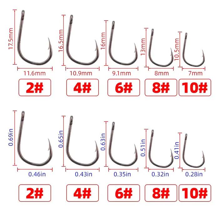 50 hameçons carp fishing Hirisi barbelés japonais acier carbone pour pêche carpe avec œil