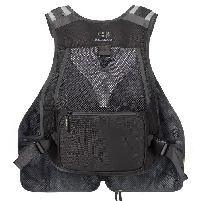Gilet de pêche ajustable et respirant Bassdash pour la pêche sportive en extérieur