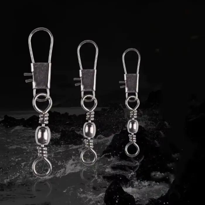 100 émerillons à roulement 4 tailles - Connecteurs rapides à verrouillage pour pêche