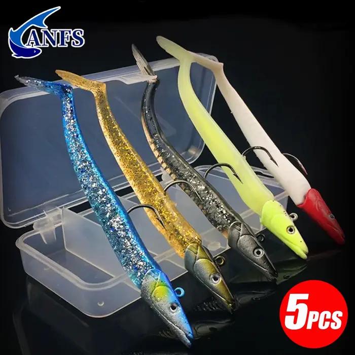 5 Leurres Souples avec Cuillère 10g/11cm - Wobblers Artificiels pour Pêche au Jig