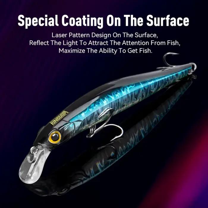 Leurre dur crankbait minnow pour bar et truite de mer, leurre nageur avec action attractive pour
