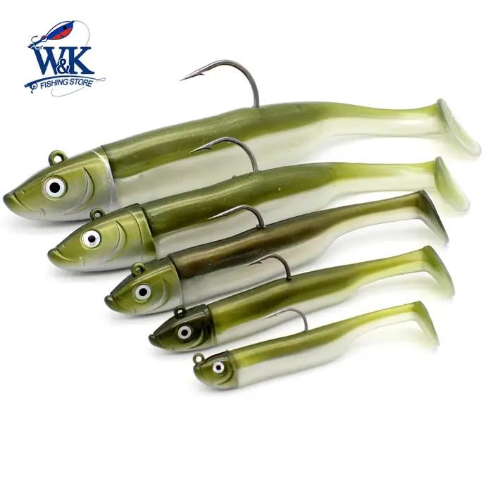 Kit de Leurres Souples Paddle Tail pour Bar, 5 Tailles de 6 à 14.5 cm avec