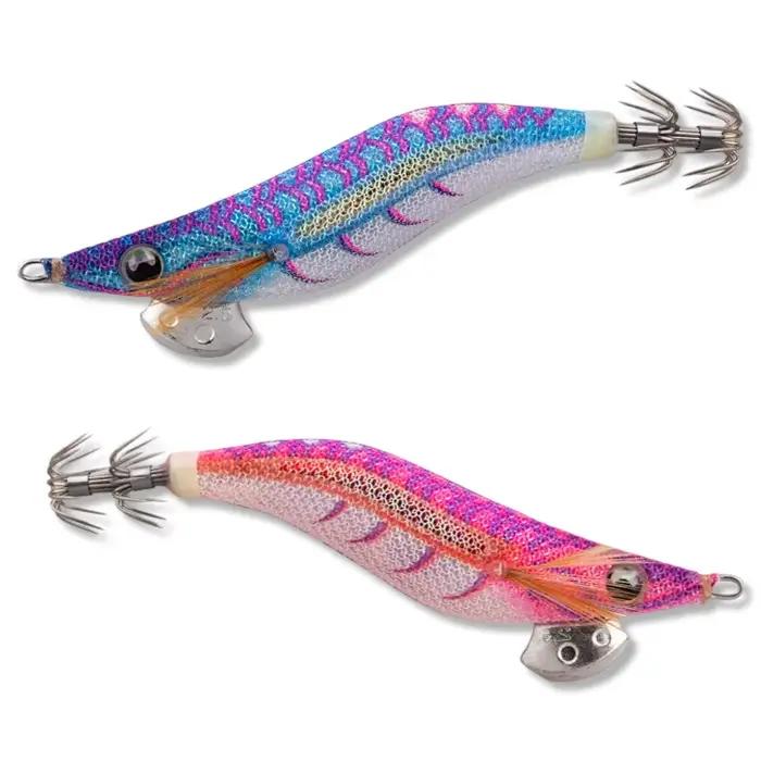 Leurre calmar YAMASHITA EGI-OH LIVE UV - leurre crevette en bois réfléchissant UV pour pêche en mer
