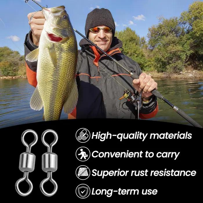 25-100 mousquetons tonneau roulants acier inoxydable pour ligne de pêche - Connecteurs micro solides