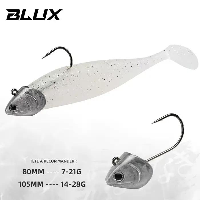Leurre souple BLUX BLOD SHAD 80mm 105mm pour bar et loup, leurre silicone avec tête plombée