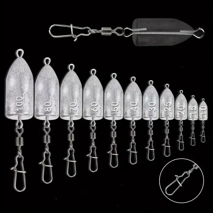 Plombs de pêche bass mer avec émerillon rapide - 5 pièces plombs bullet poids plongée 11 tailles au choix