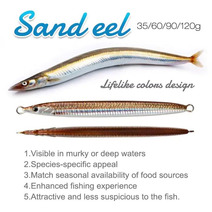 Leurre FSTK Sand Eel 35g-120g pour jigging côtier et pêche offshore longue distance