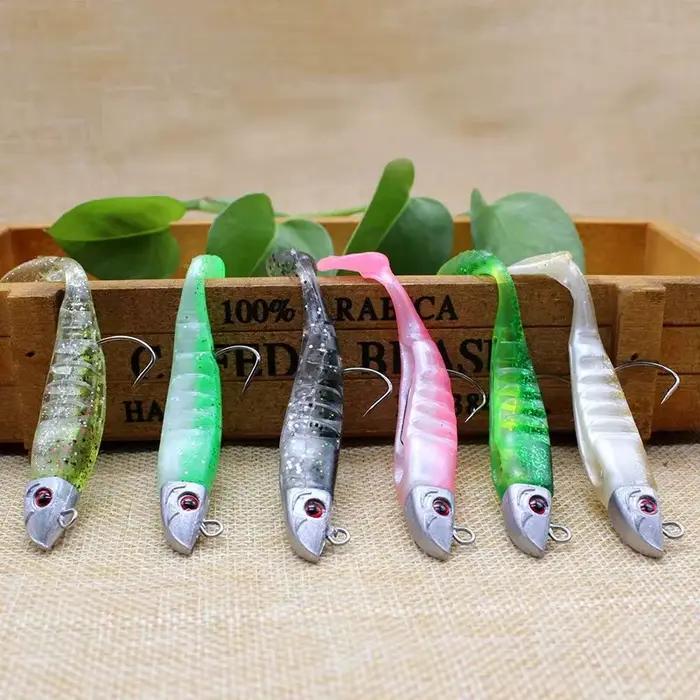 Leurre souple T Tail 10cm 15.5g et 13cm 26g avec tête plombée et hameçon barbelé pour la pêche