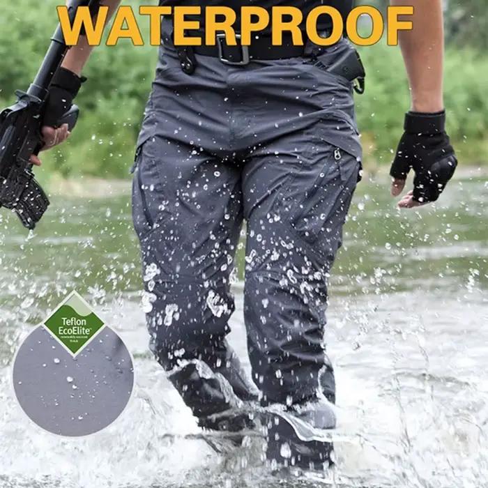 Pantalon cargo travail tactique été homme imperméable multi-poches randonnée pêche entraînement