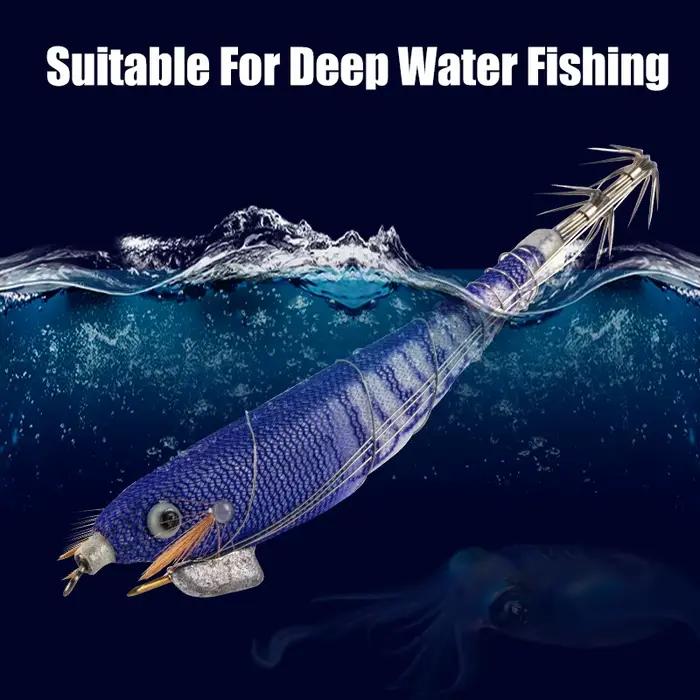 Set 5 leurres lumineux LEYDUN pour calmar et seiche - Appâts egi purple pour pêche profonde en mer
