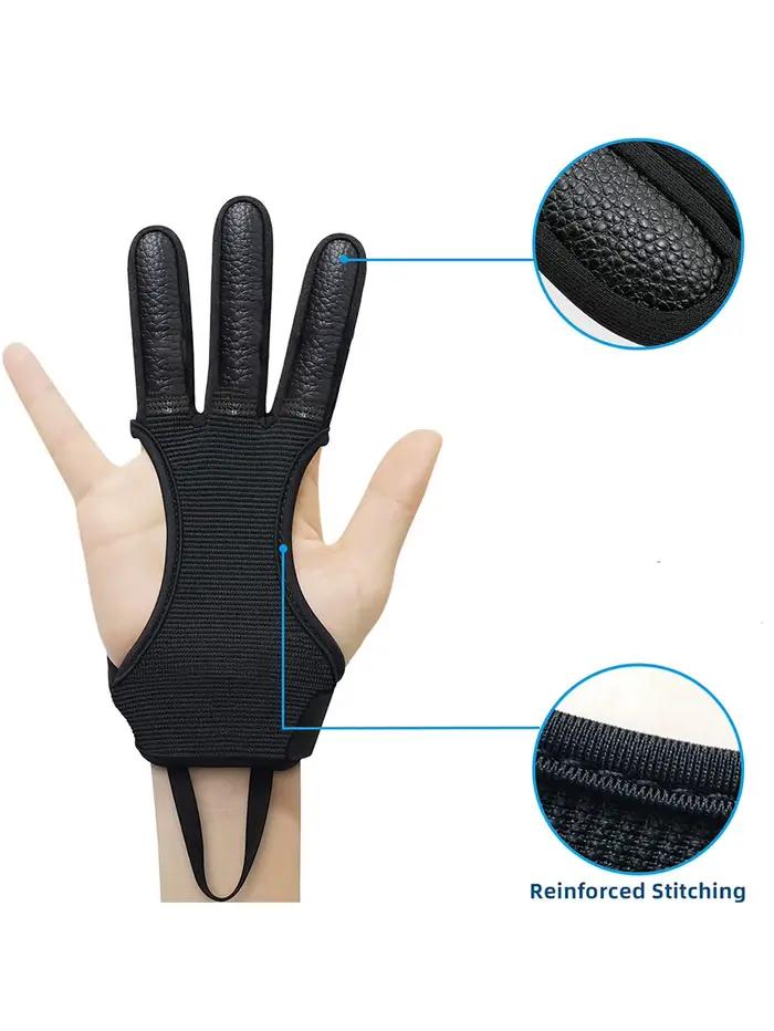 Gants de tir pêche trois doigts cuir protection débutants adultes adolescents accessoires chasse