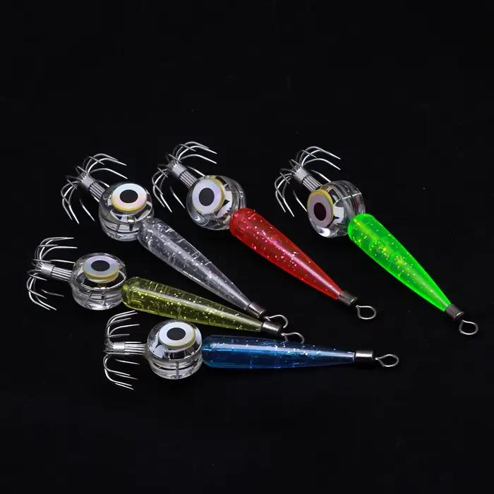 Hameçon calmar lumineux LED avec accessoires parapluie pour pêche mer octopus flash sous-marin