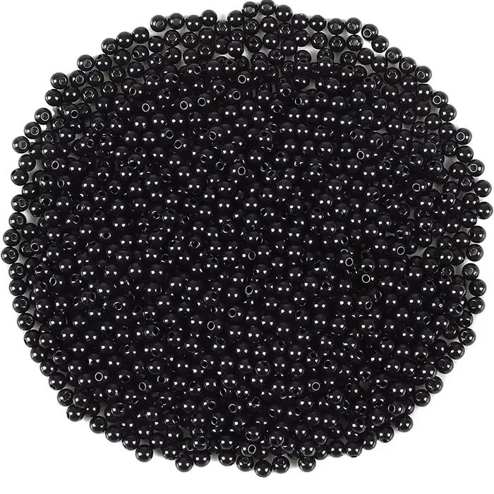 100 perles de pêche lumineuses 3-8mm pour stoppeurs et montages carpes - noires rondes dures et souples