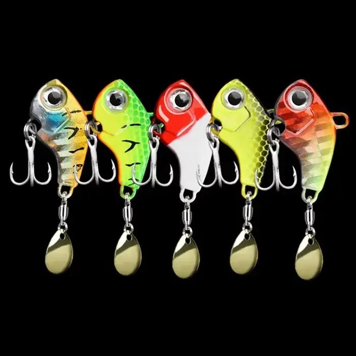 Kit de leurres de pêche 5 pièces métal VIB, leurres plombés spinner et cuillères pour carnassiers