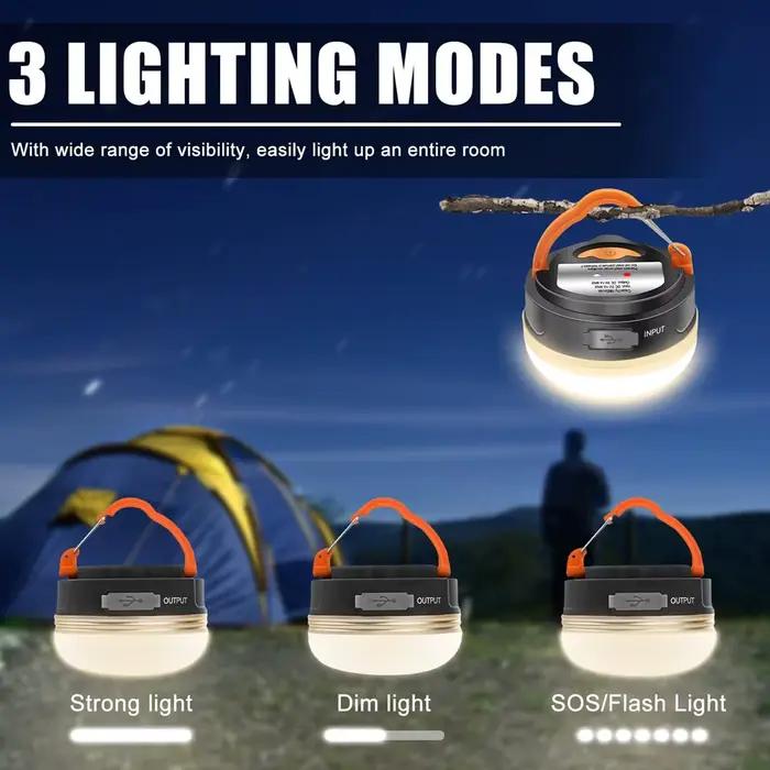Lampe de camping 10W rechargeable USB 1200mAh pour tente et pêche nocturne extérieure