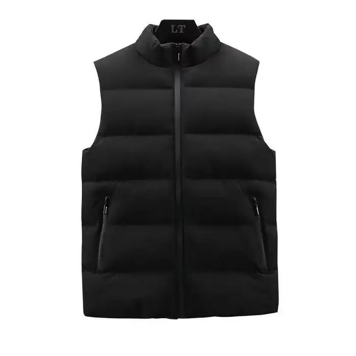 Veste hiver sans manches homme col montant matelassée en coton épais pour la pêche