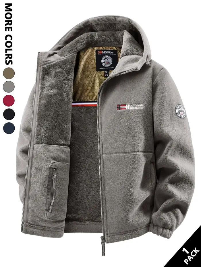 Veste de pêche hiver polaire capuche homme - Coupe-vent chaude sport running quotidien vacances