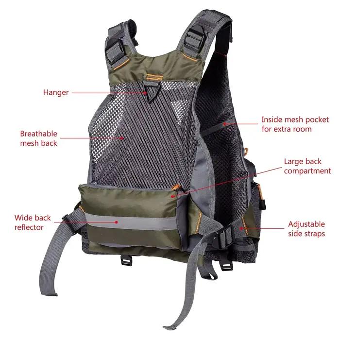 Veste de pêche technique respirante réglable - Gilet pêche mouche montagne randonnée vélo extérieur