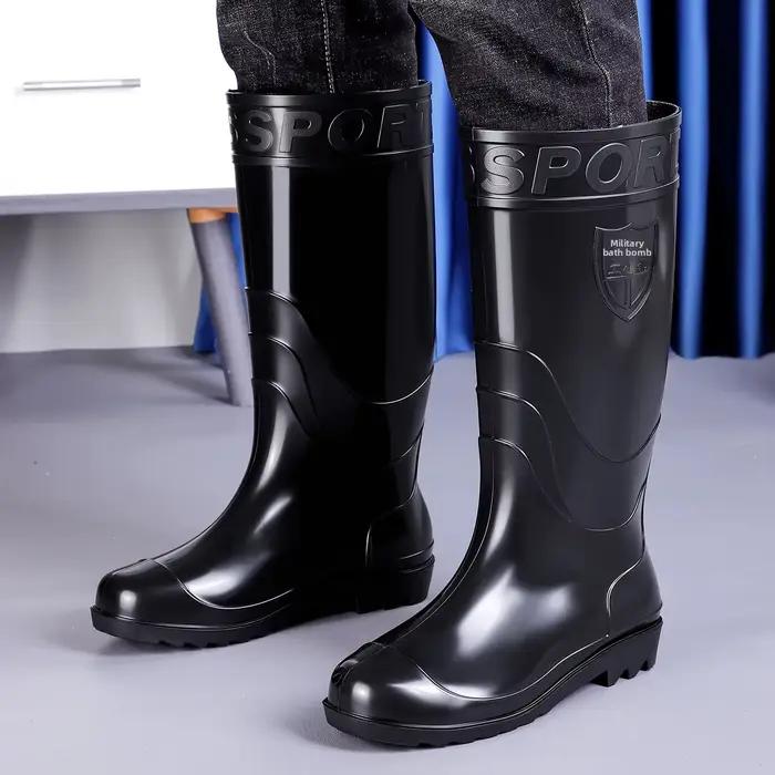 Bottes de pluie hautes renforcées pour homme - Chaussures PVC anti-dérapantes pour chantier durable