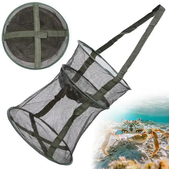 Filet de pêche pliable en forme de cage ronde, épuisette de débarquement pliante pour accessoires pêche