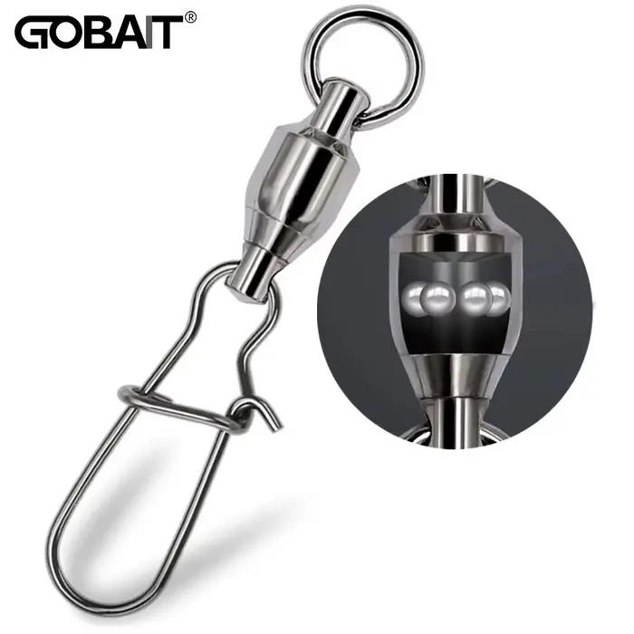 Kit 20 pièces GOBAIT émerillons snaps à roulements avec fermoir croisé pour connexion lignes pêche