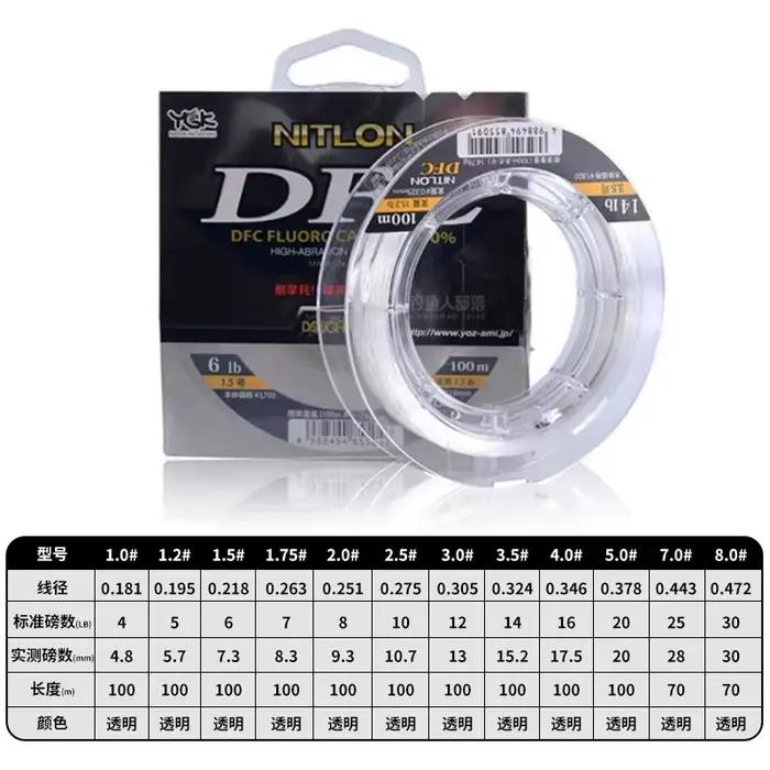 Bas de ligne fluorocarbone YGK DFC 100m - Leader japonais professionnel 4LB-30LB pour pêche précise