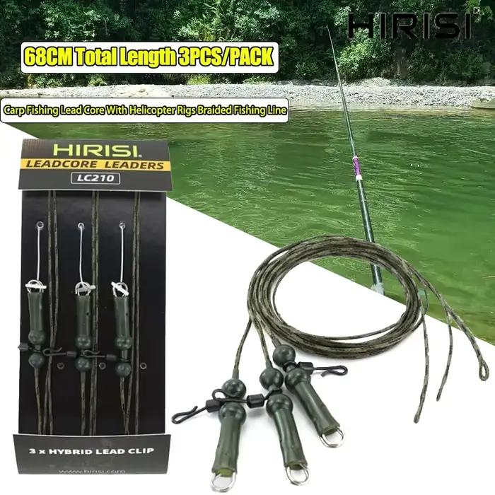 HIRISI 3PCS Plombée Carpe 68CM avec Rigs Hélicoptère - Ligne Tressée Accessoires Carpe