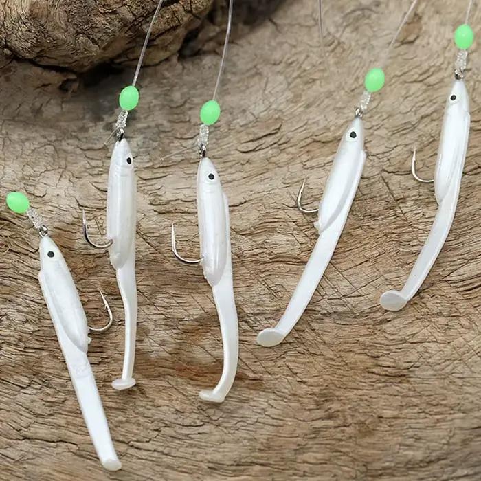Kit de leurres souples luminescents pour pêche en mer, appâts anguille et sabiki pour saurel, calmar et maquereau