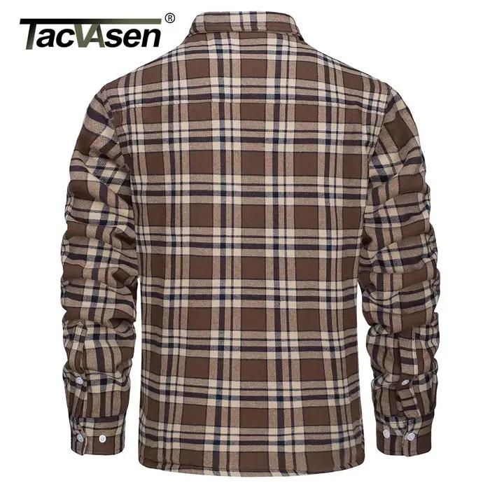 Veste chemise TACVASEN à carreaux doublée polaire pour pêche hivernale travail